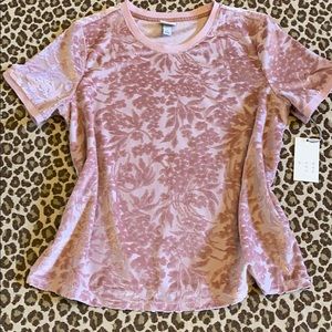 Pink Velour Short Sleeve Top NWT SZ M